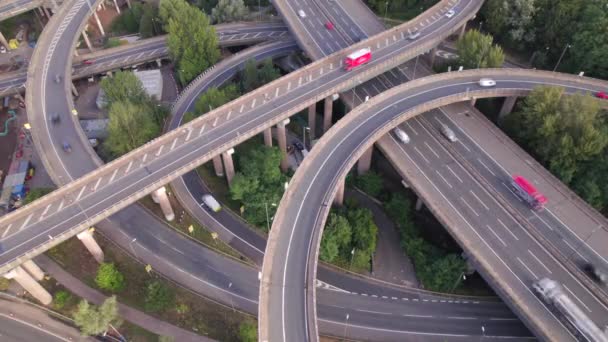 Time Lapse Vehicles Driving Spaghetti Interchange Aerial View — Stock Video