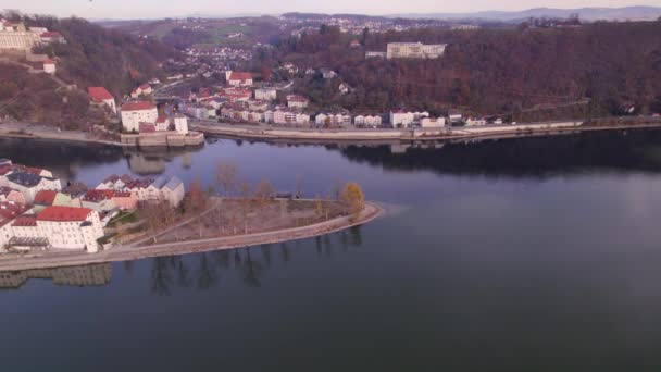 Passau Eine Stadt Deutschland Die Drei Flüssen Liegt — Stockvideo