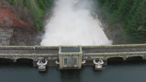 Water Being Pumped Gravity Fed Hydroelectric Dam — Stock Video