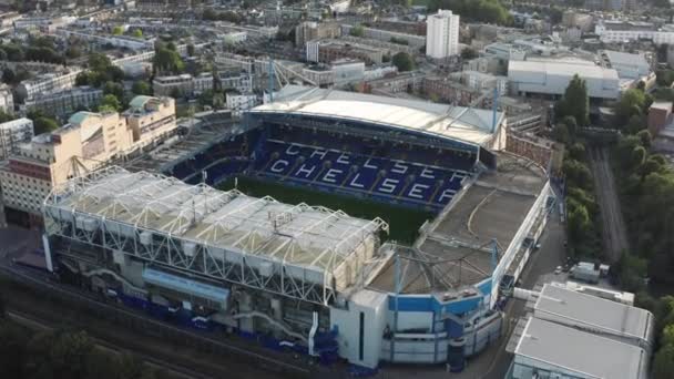 Chelsea Football Stadium Stamford Bridge Evening Aerial View — Wideo stockowe