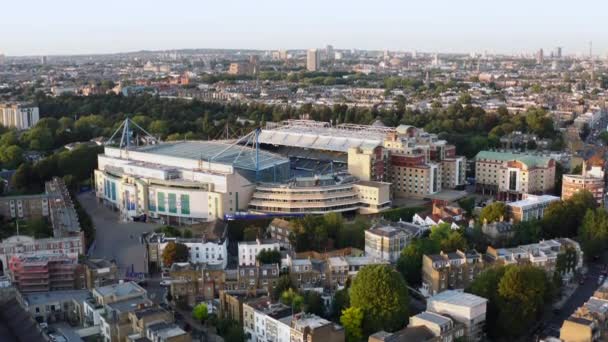 Chelsea Football Stadium Stamford Bridge Večerním Leteckém Zobrazení — Stock video