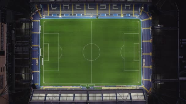 Pohled Ptačí Perspektivy Stadion Stamford Bridge Chelsea Football Club Night — Stock video