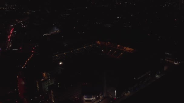 Luces Del Estadio Encendidas Stamford Bridge Chelsea Por Noche — Vídeo de stock