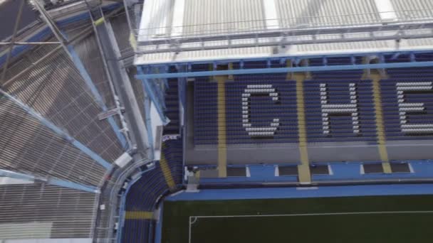 Chelsea Football Club Odhalit Text Letecký Pohled Stamford Bridge — Stock video