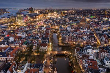 Amsterdam Hollanda Gece Havası Görünümünde