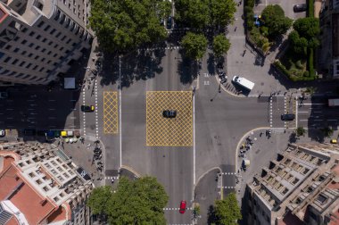 Barselona İspanya 'nın Sokakları ve Blokları Kuş Gözü Görünümü