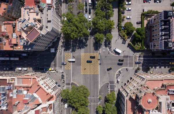 Bird\'s Eye View of the Streets and Blocks of Barcelona Spain