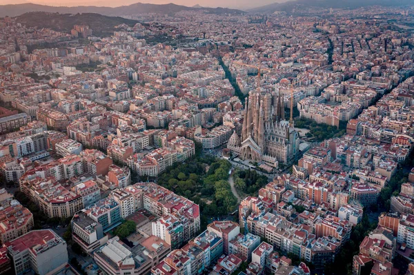 Barcelona City Katedrála Při Západu Slunce — Stock fotografie