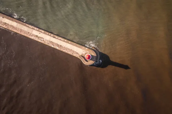 Bird Eye View Van Een Vuurtoren Breakwater — Stockfoto