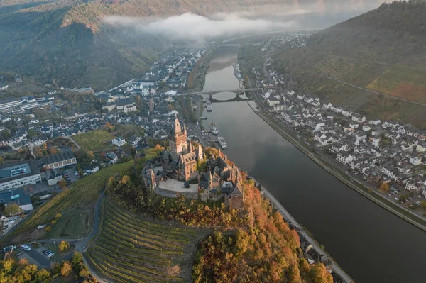 Castle Overlooking Cochem Germany Europe Sunrise — Stock Photo, Image