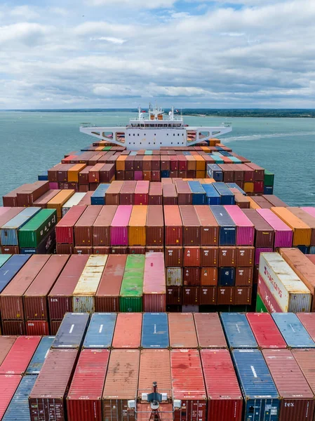 Container Ship at Sea Transporting Goods and Cargo