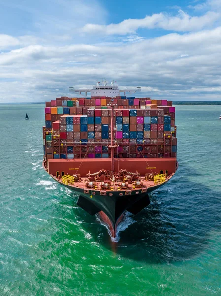 Bow of a Huge Container Ship at Sea