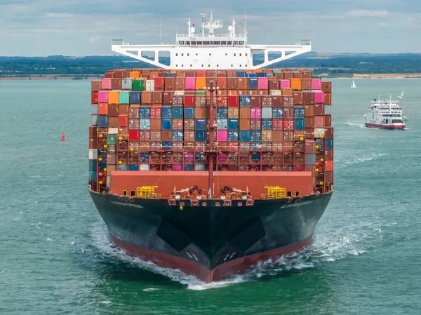Bow Huge Container Ship Sea Transporting Goods Cargo Royalty Free Stock Photos