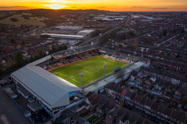 Luton Town Futbol Kulübü Sunset 'teki Kenilworth Road Stadyumu Hava Görüntüsü