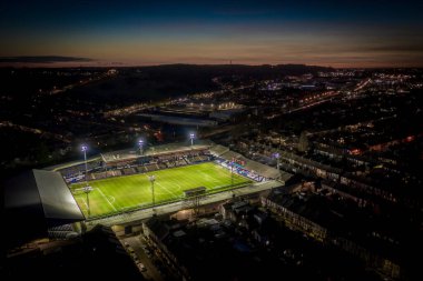 Luton Town Futbol Kulübü Gece Kenilworth Road Stadyumu Hava Görüntüsü