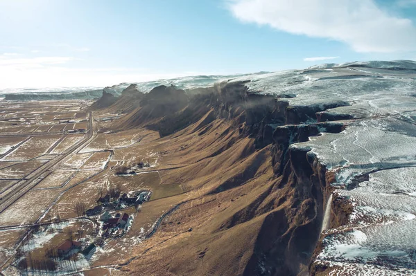 Foss Sidu Waterfall Local Village Iceland — Stock Photo, Image