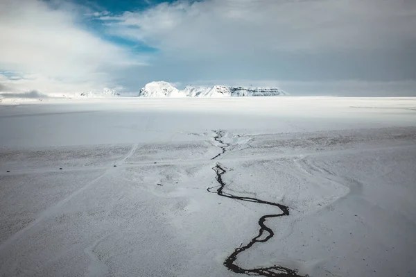Fiume Nevoso Islanda Con Montagne — Foto Stock