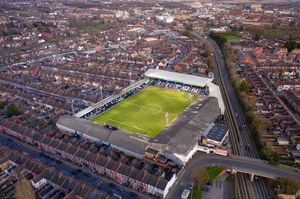 Luton Town Futbol Kulübü Sunset 'teki Kenilworth Road Stadyumu Hava Görüntüsü