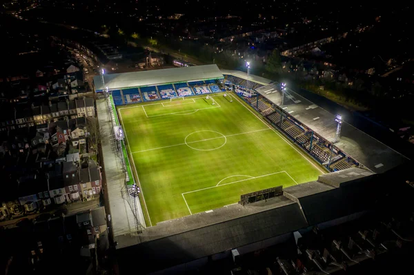 Luton Town Football Club Luchtfoto Van Kenilworth Road Stadium Nachts — Stockfoto