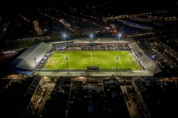Luton Town Futbol Kulübü Gece Kenilworth Road Stadyumu Hava Görüntüsü