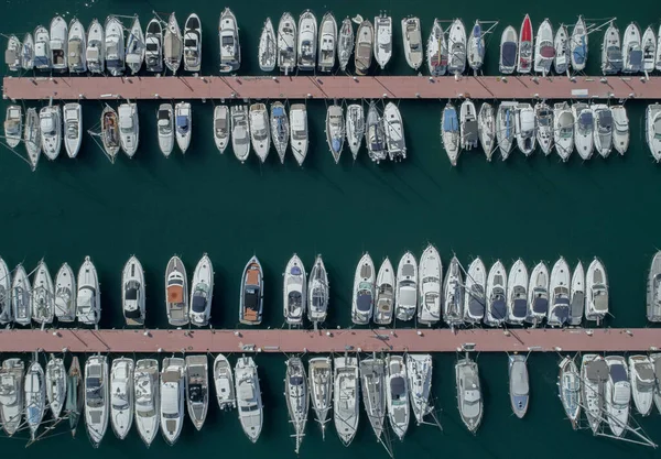 Bird's Eye View of Yachts, Boats and Ships Moored in a Marina