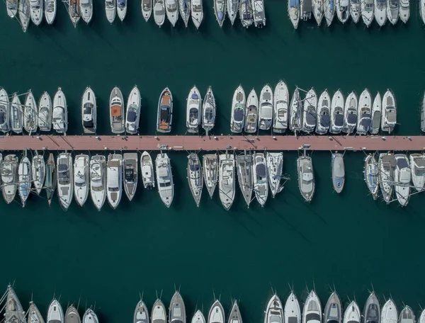 Bird\'s Eye View of Yachts, Boats and Ships Moored in a Marina