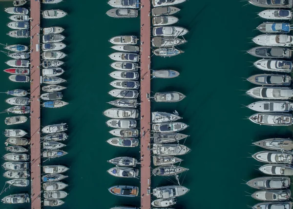 Bird\'s Eye View of Yachts, Boats and Ships Moored in a Marina