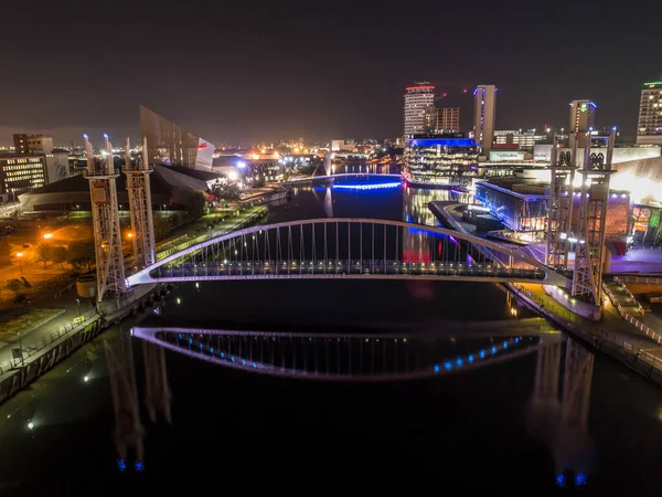 Media City Television Studios Manchester Royaume Uni Nuit — Photo