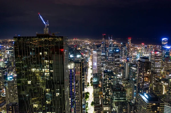Melbourne Australia Cityscape Night Aerial View — Stock Photo, Image
