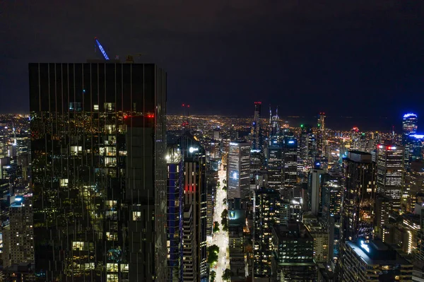 Melbourne Australie Paysage Urbain Nuit Vue Aérienne — Photo