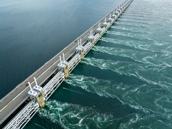 Storm Surge Barrier Bridge Για Την Προστασία Της Ολλανδίας Ηπειρωτική — Φωτογραφία Αρχείου