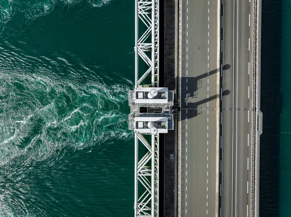 Bird\'s Eye View of a Storm Surge Barrier in the Netherlands