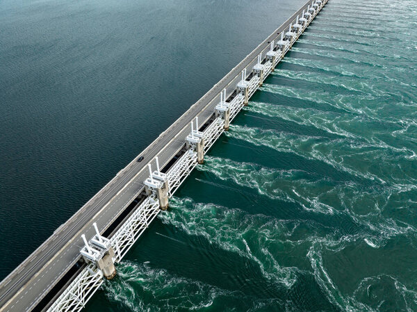 Storm Surge Barrier Bridge to Protect the Netherlands Mainland from Rising Seas