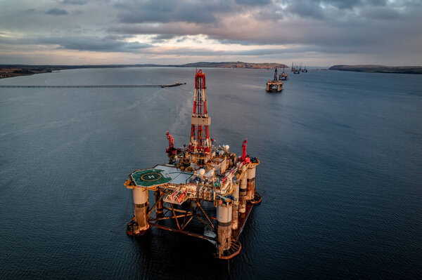 Oil and Gas Drilling Platform in the Evening Blue Hour