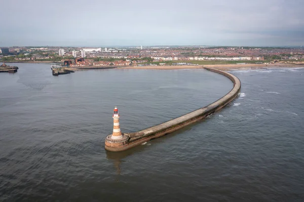 Lighthouse Roker Sunderland Mouth Harbour — стокове фото