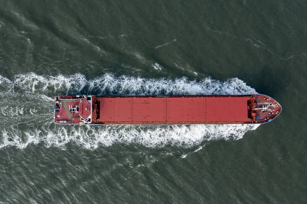 Bulk Carrier Ship Sea Aerial Birds Eye View — 스톡 사진