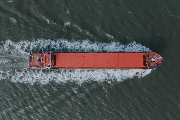 Bulk Carrier Ship Sea Aerial Birds Eye View — 스톡 사진