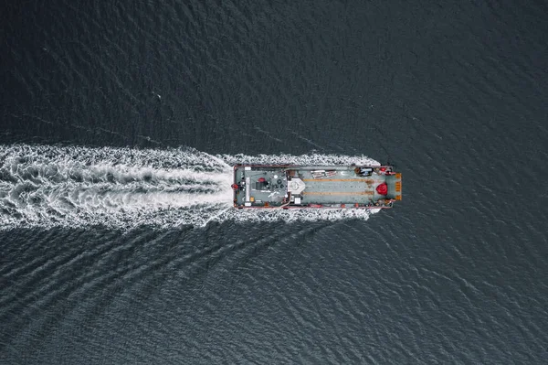 Bird Eye View Van Een Binnenvaartschip Zee — Stockfoto