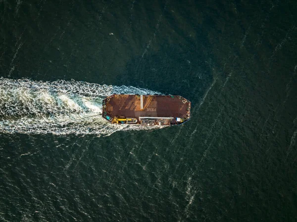 Commerciële Boot Zee Luchtfoto — Stockfoto