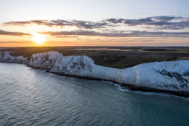 The White Cliffs of Dover in the UK in the Evening Aerial View clipart