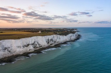 The White Cliffs of Dover in the UK in the Evening Aerial View clipart
