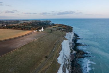 Dover 'ın Beyaz Kayalıkları Birleşik Krallık Hava Görüntüsü