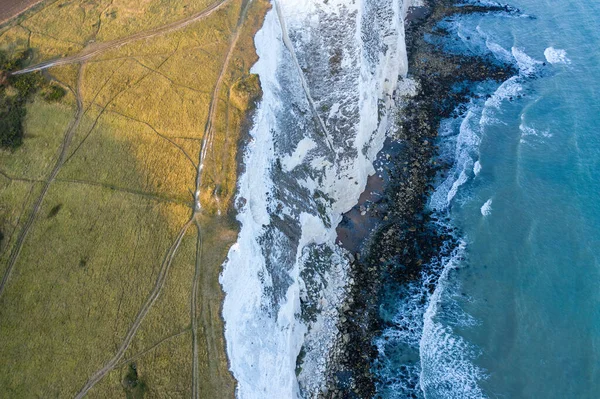 Falésias Brancas Dover Vista Aérea Reino Unido — Fotografia de Stock