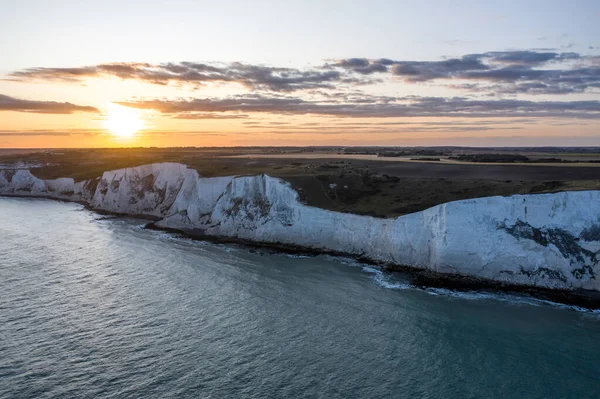 White Cliffs Dover Evening Aerial View Stock Picture