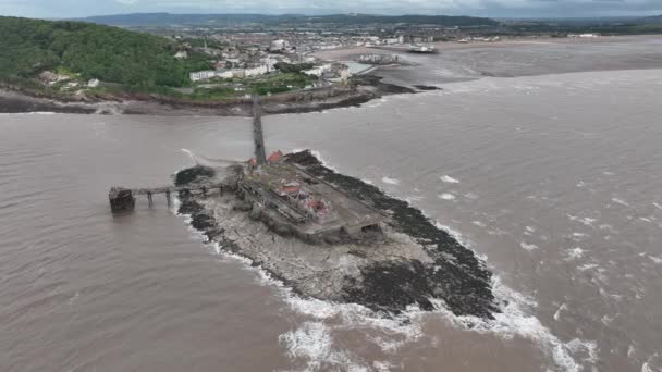 Övergivna Resterna Birnbeck Pier Weston Super Mare — Stockvideo