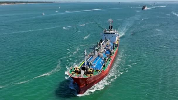 Aardgastankschip Voor Vloeibaar Aardgas Zee — Stockvideo