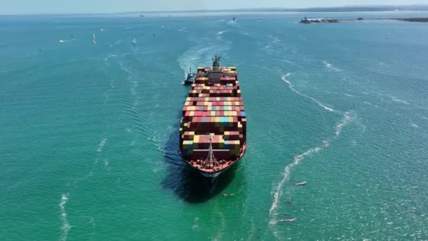 国際貿易のための海上移動貨物のコンテナ船 — ストック動画