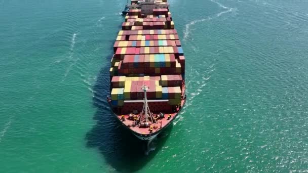 Containerfartyg Som Anländer Till Hamn Och Transporterar Gods Internationellt — Stockvideo