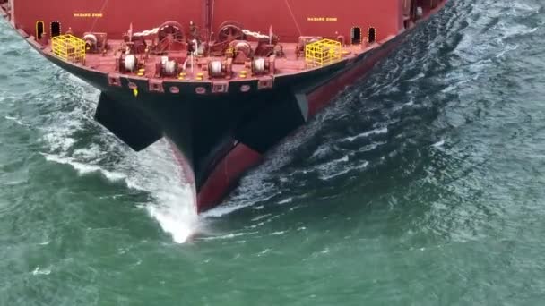 Container Ship Bow Havet Flygfoto — Stockvideo