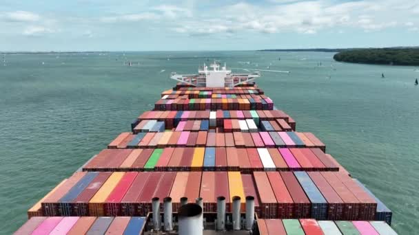 Scheepsvervoer Duizenden Containers Vervoer Van Internationale Goederen — Stockvideo